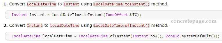 Convert Between Java LocalDateTime And Instant